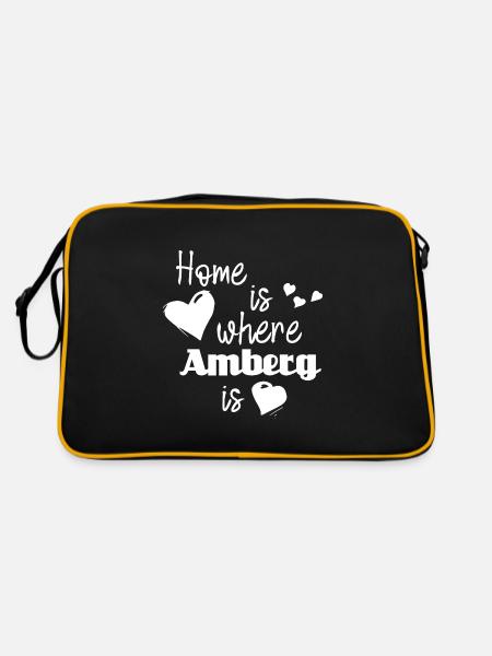 Zuhause in Amberg - Home is where Amberg is - Retro Tasche - Schwarz/Gold - Hinten