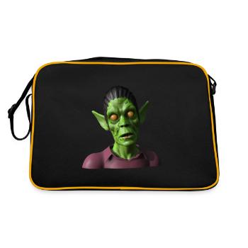 Böser grüner Zombie für Halloween - Retro Tasche - Schwarz/Gold - Hinten