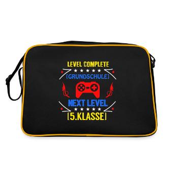Einschulung Schulanfang Kindergarten Schulstart - Retro Tasche - Schwarz/Gold - Hinten