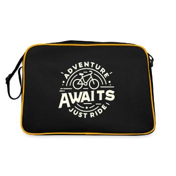 Das Abenteuer wartet, fahr einfach los - Retro Tasche - Schwarz/Gold - Hinten