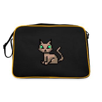 Cat Pixelart Pixels - Retro Bag - black/gold - Back