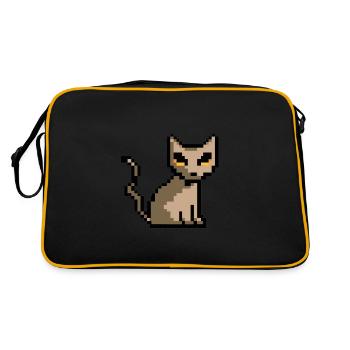 cat halloween pixelart pixel - Retro Bag - black/gold - Back