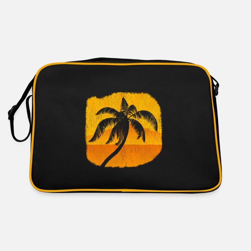 Palm Palm Trees Sunset Beach Retro - Retro Bag - black/gold