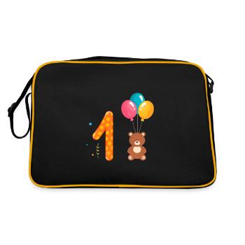 Premier ours en peluche joyeux anniversaire avec des ballons à air chaud - Sac Retro - noir/or - Dos