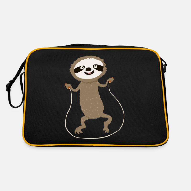 hyperaktives Faultier (ohne Text) - Retro Tasche - Schwarz/Gold