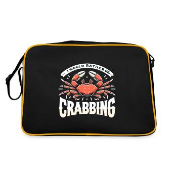 Ich würde lieber Krabben fangen - Retro Tasche - Schwarz/Gold - Hinten