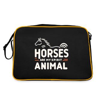 Pferde sind mein Seelentier - Retro Tasche - Schwarz/Gold - Hinten