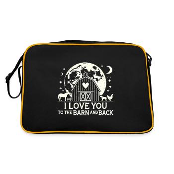 Ich liebe dich bis zur Scheune und zurück - Retro Tasche - Schwarz/Gold - Hinten