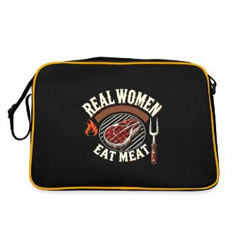 Echte Frauen essen Fleisch - Retro Tasche - Schwarz/Gold - Hinten