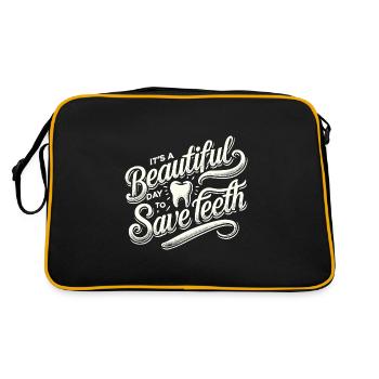 Es ist ein schöner Tag, um Zähne zu retten - Retro Tasche - Schwarz/Gold - Hinten