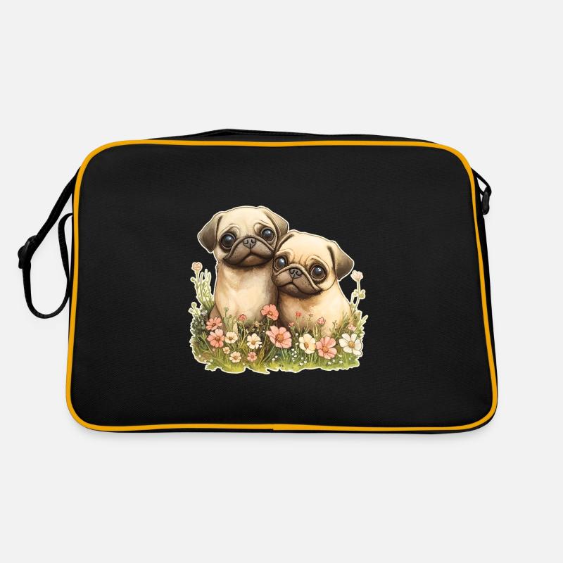 Cute pug couple Retro Bag