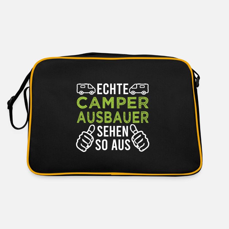 Camper - Van - Ausbauer - Retro Tasche - Schwarz/Gold
