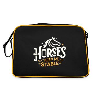 Pferde halten mich auf Trab - Retro Tasche - Schwarz/Gold - Hinten