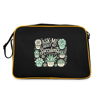 Fragen Sie mich nach meinen Sukkulenten - Retro Tasche - Schwarz/Gold - Hinten