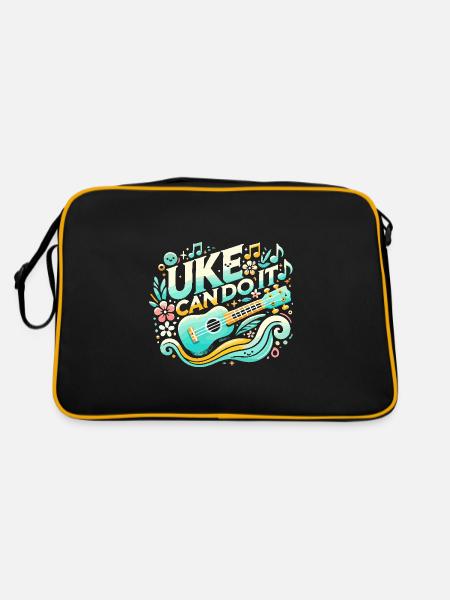 Uke kann es schaffen - Retro Tasche - Schwarz/Gold - Hinten
