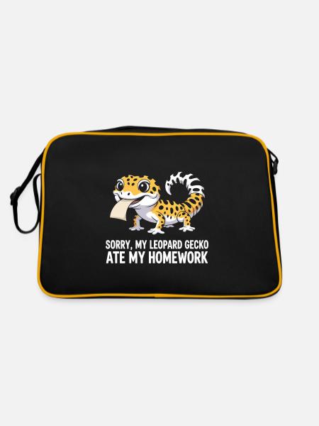 Leopard Gecko Leopard Gecko Reptile Terraristics - Retro Bag - black/gold - Back