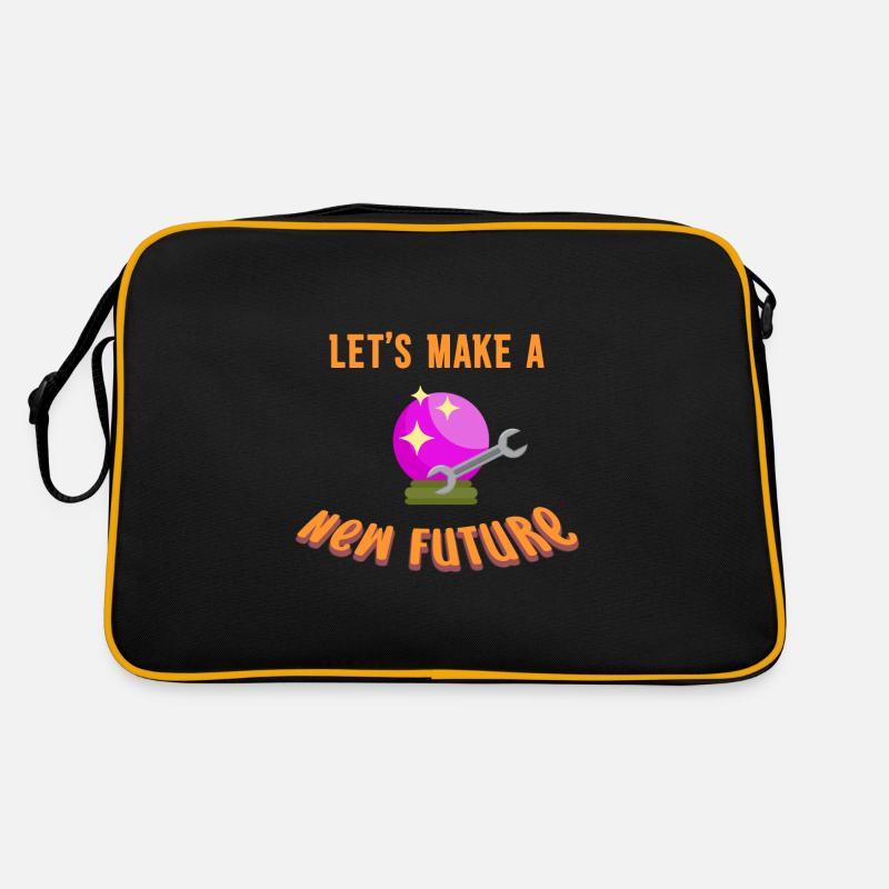Lets Make A New Future Funny Wahrsagerin Hexerei - Retro Tasche - Schwarz/Gold