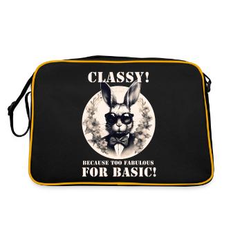 Cooler Hase - Retro Tasche - Schwarz/Gold - Hinten