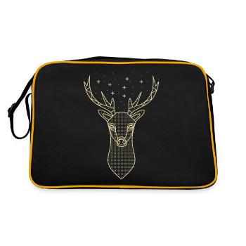 Hirsch Hirschgeweih Sterne - Retro Tasche - Schwarz/Gold - Hinten