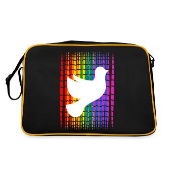 Gay Pride Month Streifen mit Friedenstauben - Retro Tasche - Schwarz/Gold - Hinten