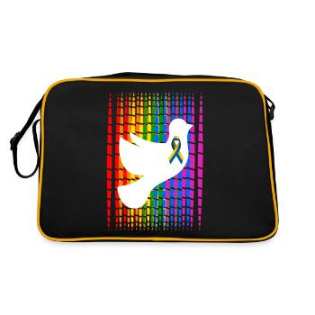 Pride Fiedenstaube Ukraine - Retro Tasche - Schwarz/Gold - Hinten