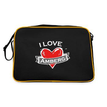 Amberg - Ich liebe Stadtnamen in Tattoo Stil - Retro Tasche - Schwarz/Gold - Hinten