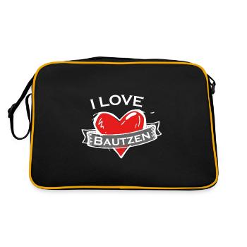 Bautzen - Ich liebe Stadtnamen in Tattoo Stil - Retro Tasche - Schwarz/Gold - Hinten