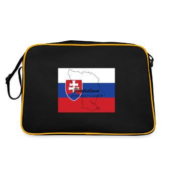 Bratislava - Hauptstadt mit GPS & Flagge - Retro Tasche - Schwarz/Gold - Hinten