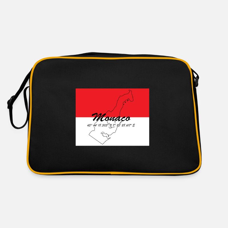 Monaco - Stadtstaat mit GPS & Flagge - Retro Tasche - Schwarz/Gold