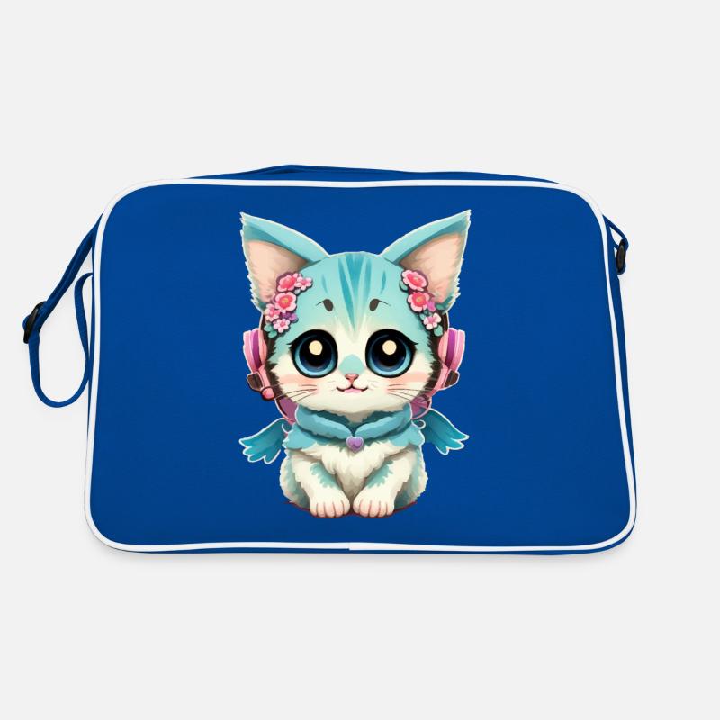 Mignon bébé chat avec des fleurs Sac Retro