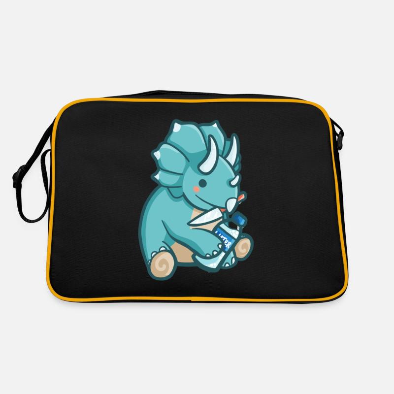 Dino Hugadino avec bouteille d’eau, mignon dinosaure - Sac Retro - noir/or