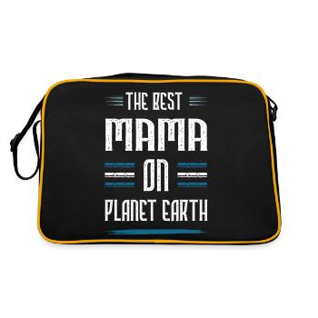 Beste Mama Spruch Mutter Mom - Retro Tasche - Schwarz/Gold - Hinten