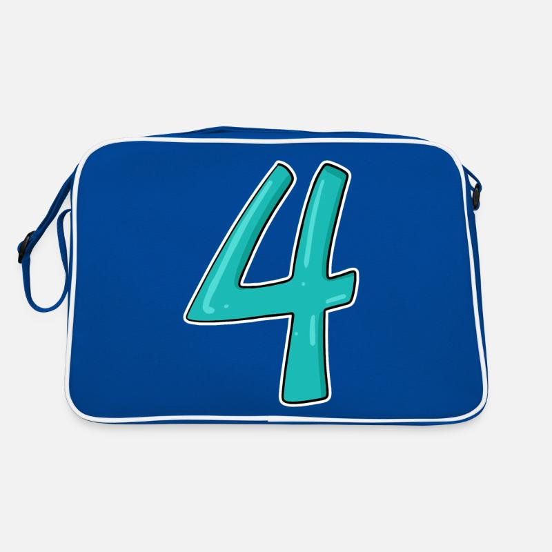 Zahl Vier Ziffer Nummer Vierter Vierte Retro Tasche