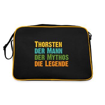 Thorsten der Mythos die Legende Vorname Thorsten - Retro Tasche - Schwarz/Gold - Hinten