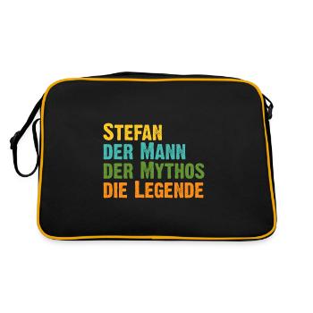 Stefan der Mythos die Legende Vorname Stefan - Retro Tasche - Schwarz/Gold - Hinten