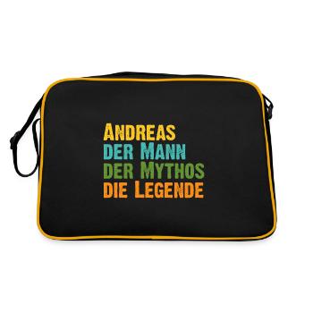 Andreas der Mythos die Legende Vorname Andreas - Retro Tasche - Schwarz/Gold - Hinten