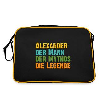 Alexander der Mythos die Legende Vorname Alexander - Retro Tasche - Schwarz/Gold - Hinten