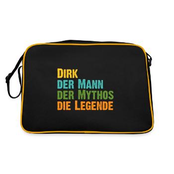 Dirk der Mythos die Legende Vorname Dirk - Retro Tasche - Schwarz/Gold - Hinten