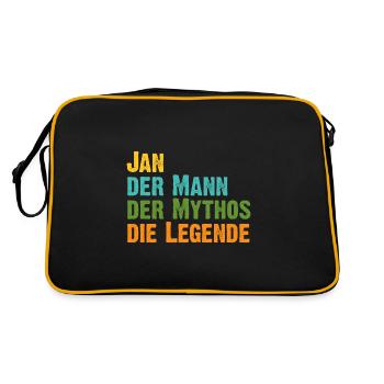 Jan der Mythos die Legende Vorname Jan - Retro Tasche - Schwarz/Gold - Hinten