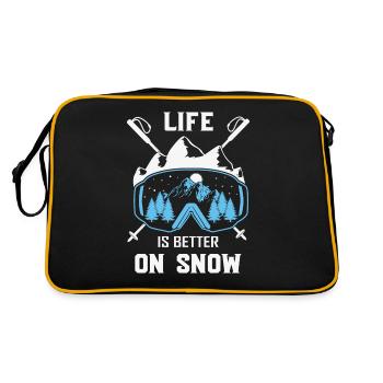 Winter Sports Life is better on Snow Skiing Ski - Retro Tasche - Schwarz/Gold - Hinten