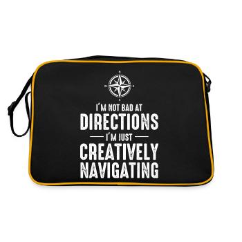 Kreativ navigieren Wegbeschreibungen GIS Humor Kompass - Retro Tasche - Schwarz/Gold - Hinten