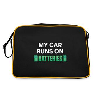 Mein Auto wird mit Batterien betrieben - Retro Tasche - Schwarz/Gold - Hinten