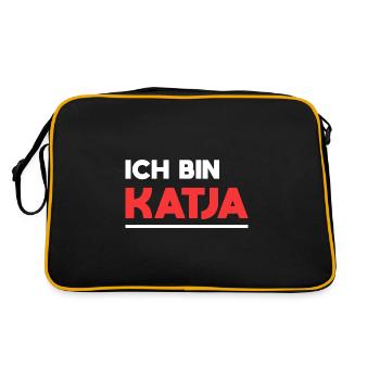 Katja Name Spruch für stolze Katjas - Retro Tasche - Schwarz/Gold - Hinten