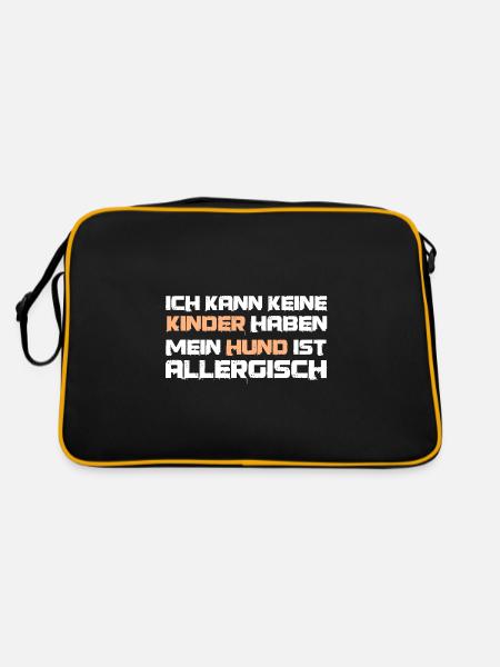 Hunde Hundehalter lustiger Spruch keine Kinder - Retro Tasche - Schwarz/Gold - Hinten