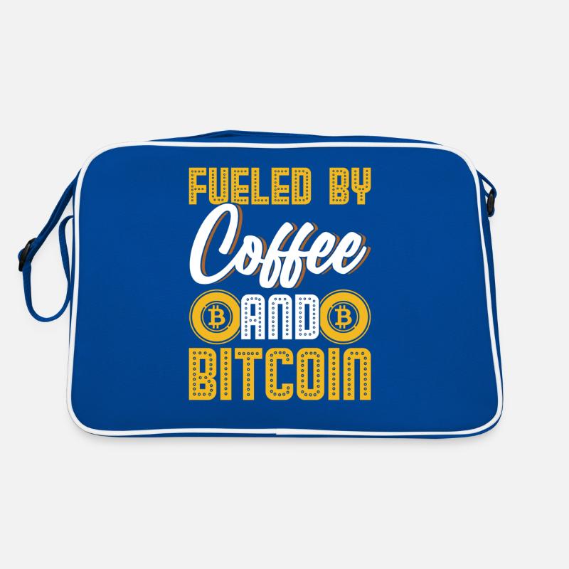 Angetrieben von Kaffee und Bitcoin Retro Tasche