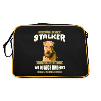 Airedale Terrier Hund - Airedale Terrier - Retro Tasche - Schwarz/Gold - Hinten
