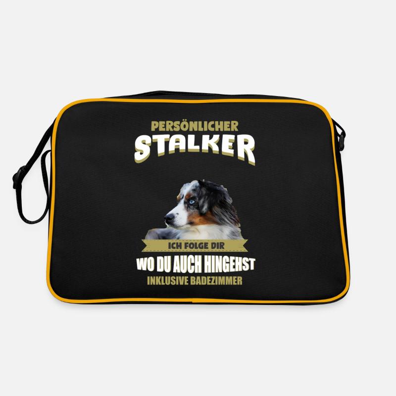 Australian Shepherd Hund - Australian Shepherd - Retro Tasche - Schwarz/Gold