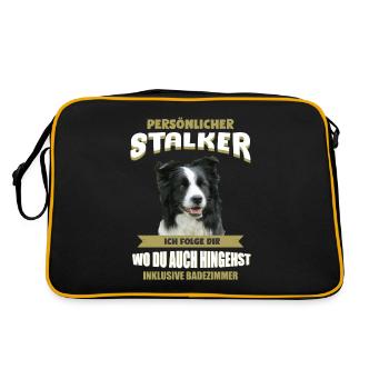 Border Collie Hund - Border Collie - Retro Tasche - Schwarz/Gold - Hinten