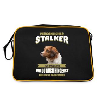 Kooikerhondje Hund - Kooikerhondje - Retro Tasche - Schwarz/Gold - Hinten