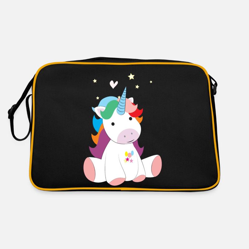 Einhorn - Retro Tasche - Schwarz/Gold
